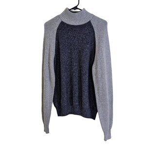 Mario Valentino Italy Wool Cashmere Sweater Mens US XL Gray Mock Neck Designer